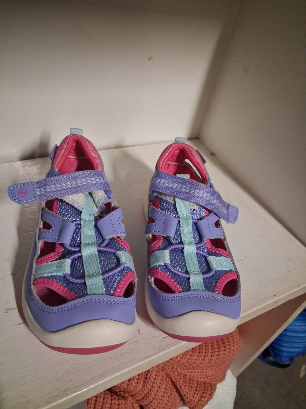 Girls' Purple & Pink Active Hook-and-Loop Sandals